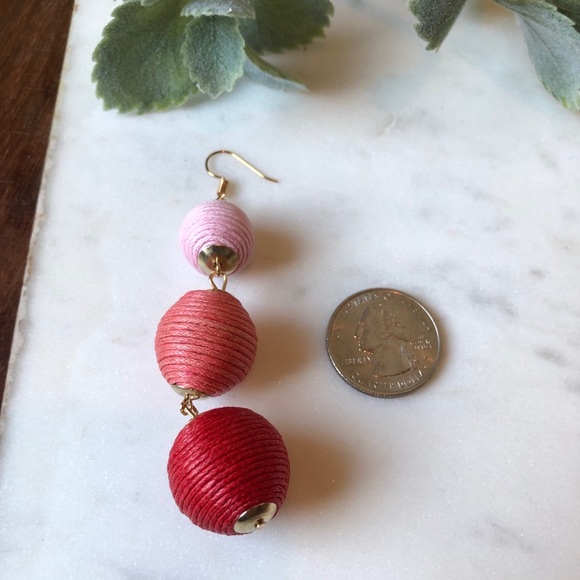 The Molly - Pink/Red 3-Drop Statement Earrings - Picture 3 of 4